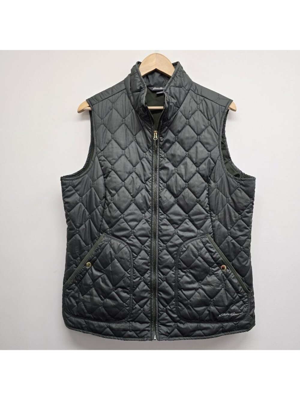 Eddie Bauer Lightweight Quilted Vest Size XL Outdoor Layering Packable Green